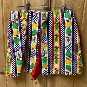 Vintage Sears mini skort, colorful fruit pattern
